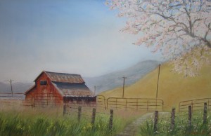 "Old Barn in Spring", pastel, 11 x17
